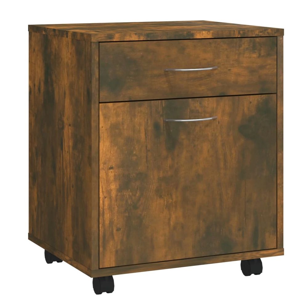 Rolling Cabinet Smoked Oak 45x38x54 cm Engineered Wood - anydaydirect