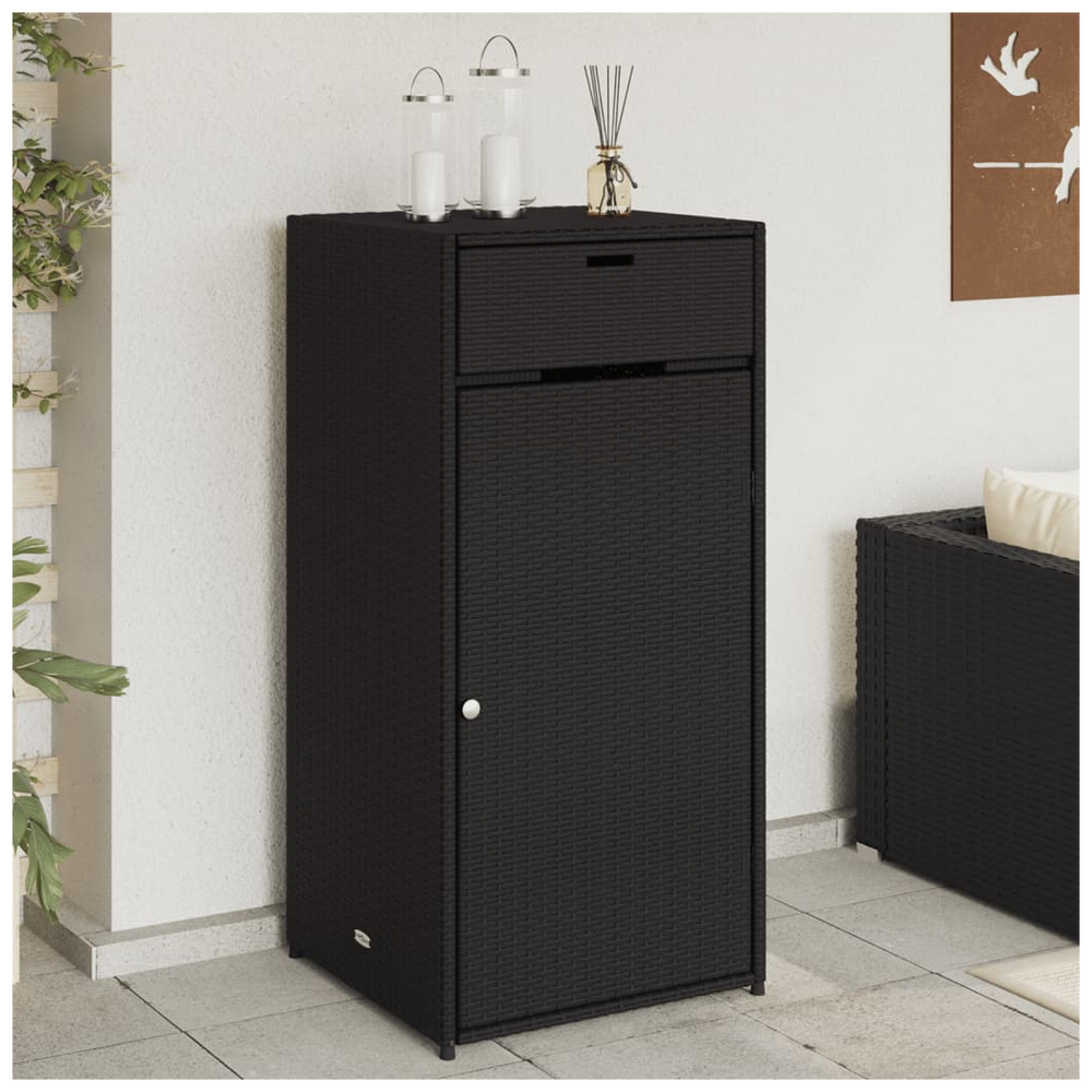 vidaXL Garden Storage Cabinet Black 55x55x111 cm Poly Rattan - anydaydirect