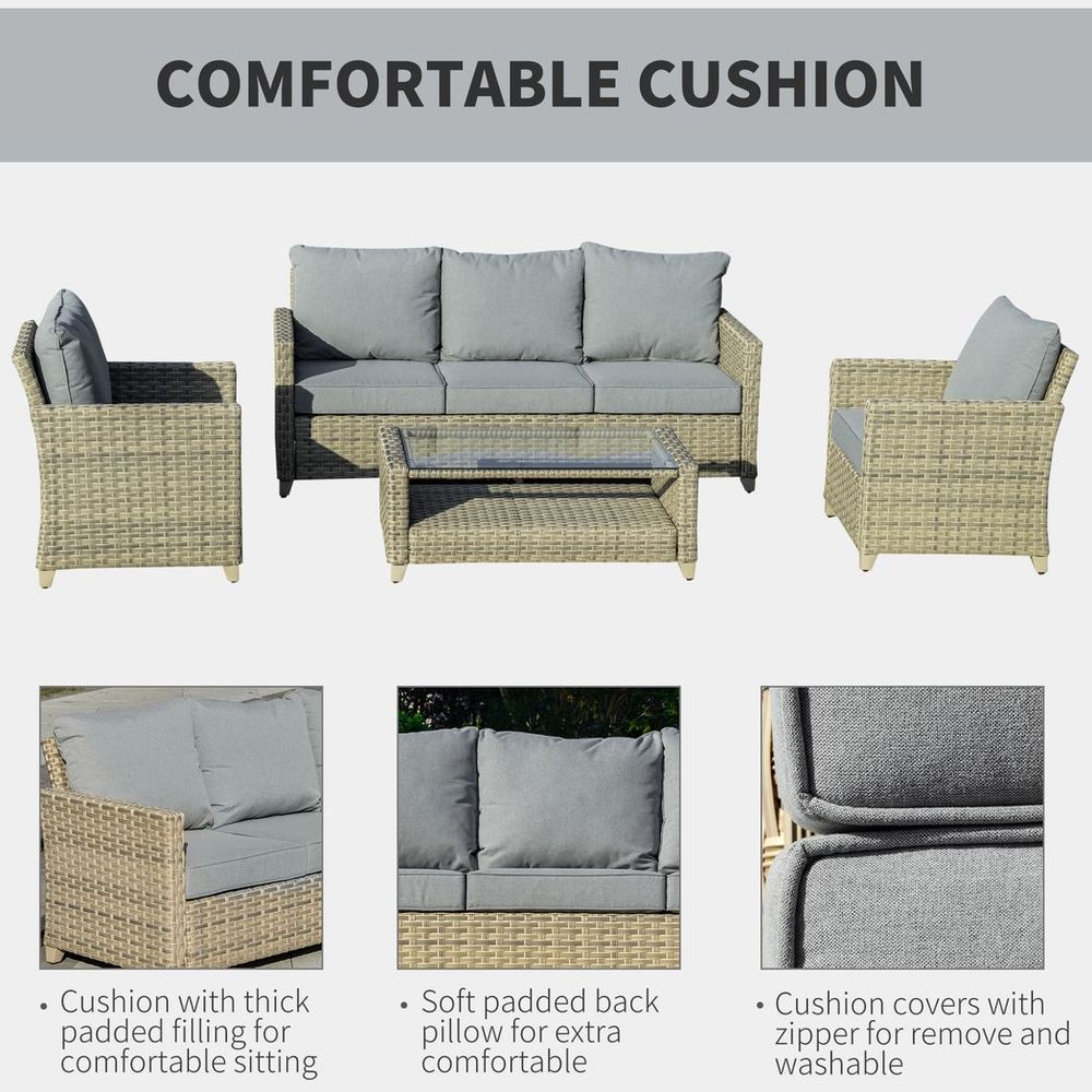 4 PCS Patio PE Rattan Sofa Set, Outdoor Conversation Furniture Set - anydaydirect