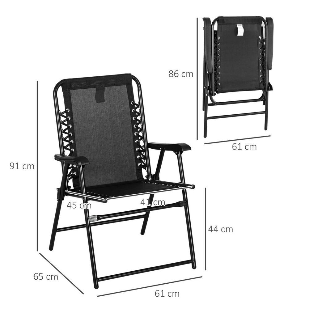 Outsunny 2Pcs Outdoor Patio Folding Chairs, Portable Garden Loungers Black - anydaydirect