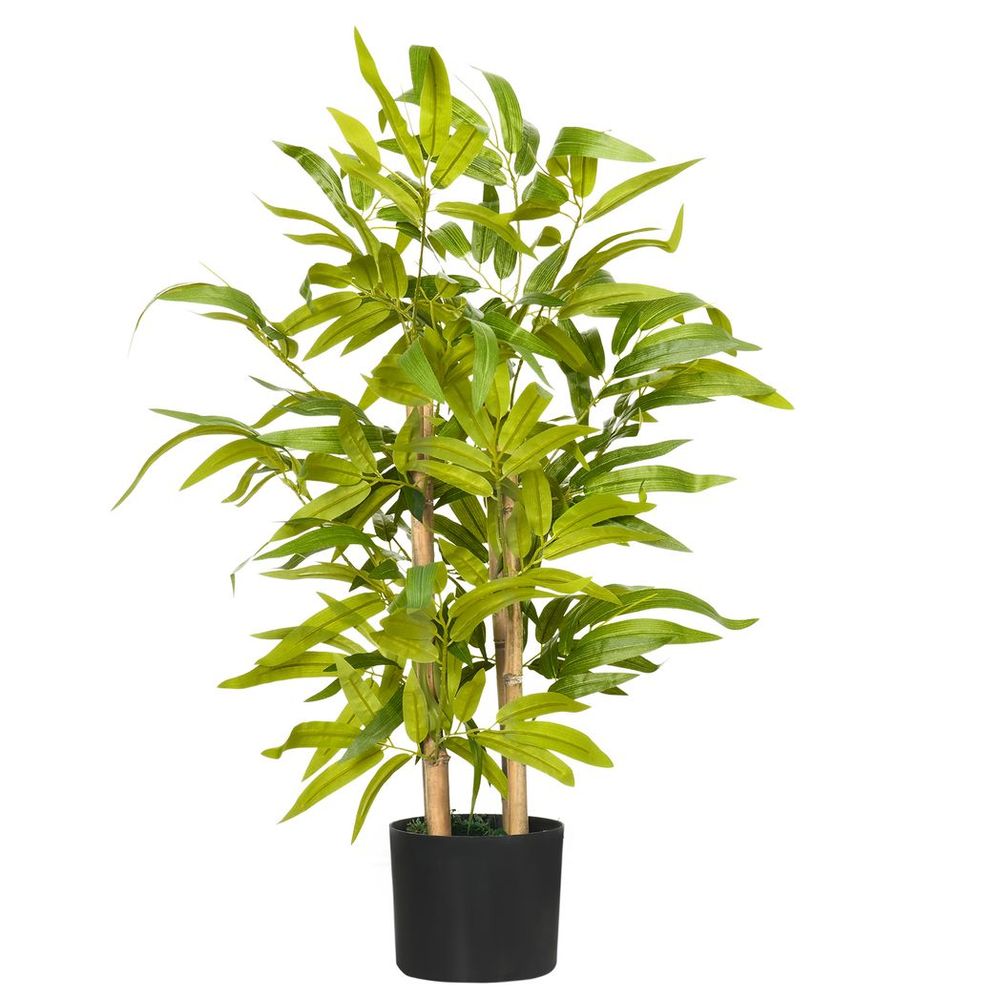 HOMCOM Potted Artificial Plants Bamboo Tree for Desk Indoor Outdoor, 60cm - anydaydirect