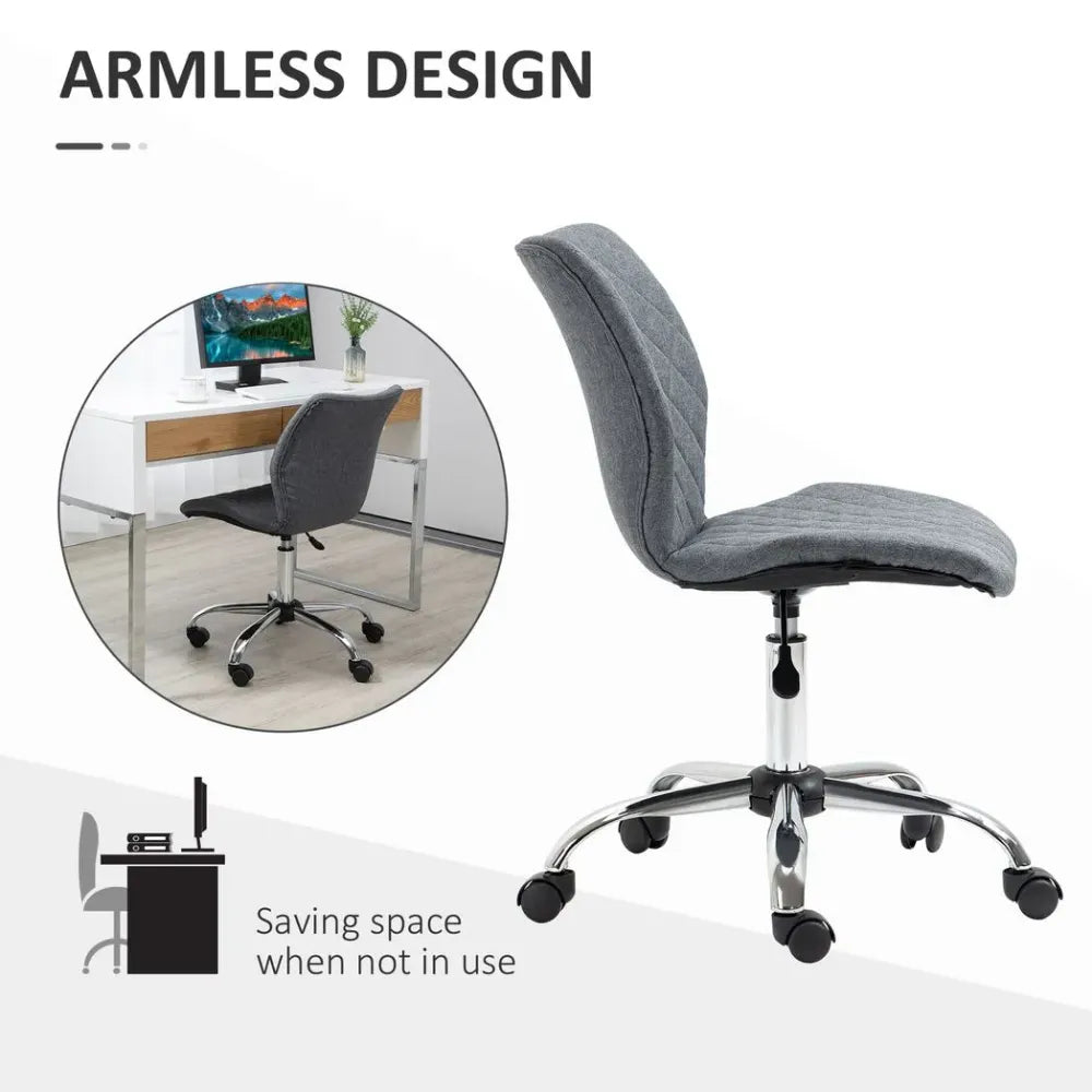 Ergonomic Mid Back Office Chair 360 Swivel Height Adjustable Home Office Grey - anydaydirect