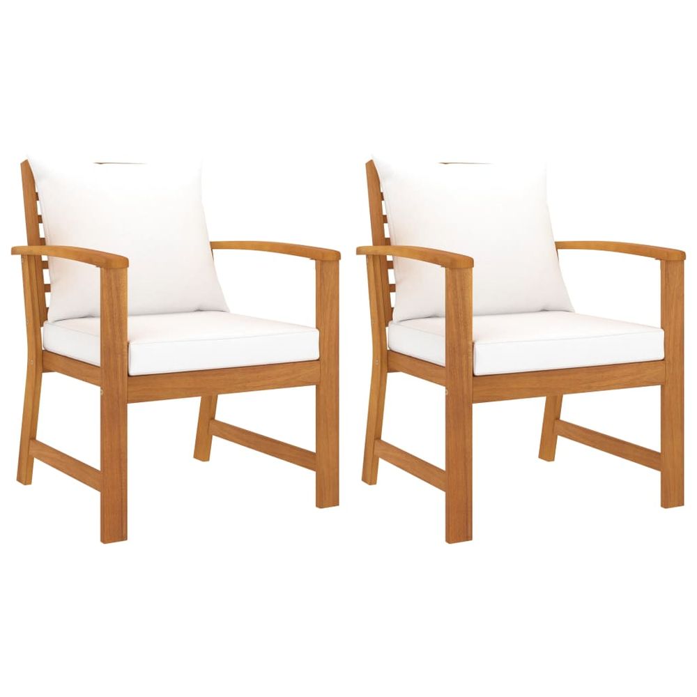 vidaXL Garden Chairs 2 pcs with Cream Cushions Solid Wood Acacia - anydaydirect