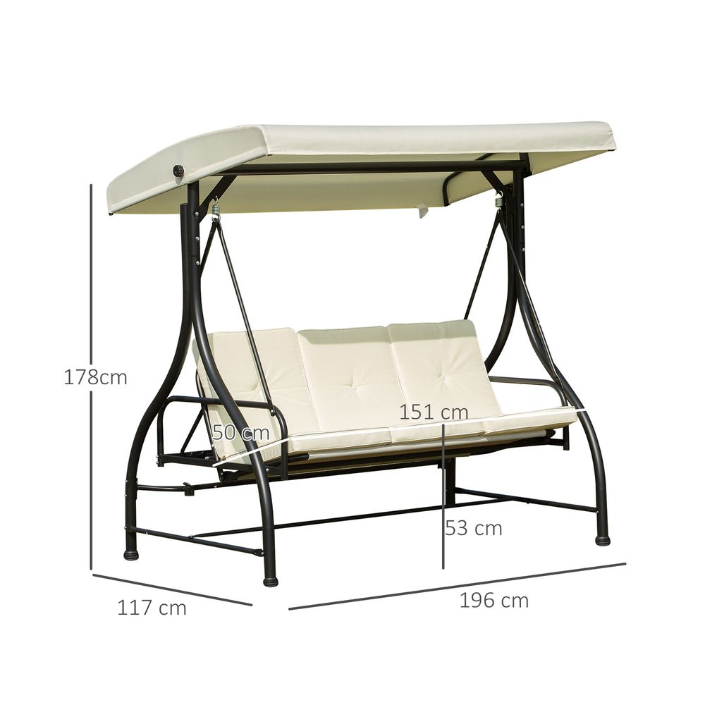 185L*125D*173H cm Swing Chair-Beige/Black - anydaydirect