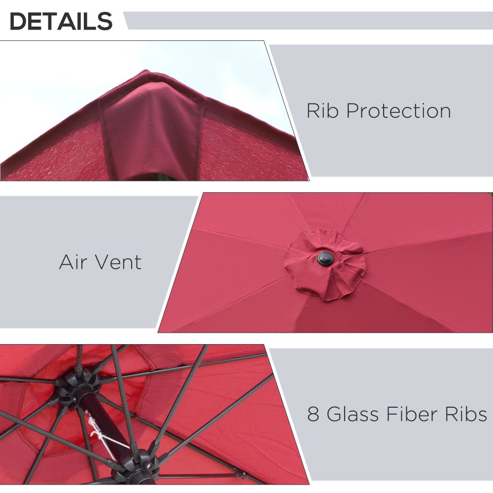 Outsunny ?2.6M Umbrella Parasol-Red - anydaydirect