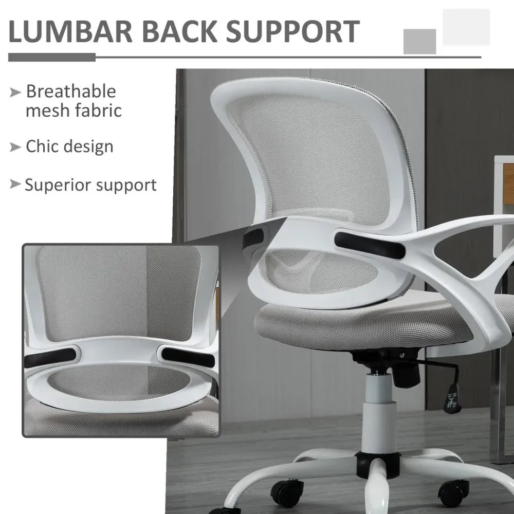 Mesh Home Office Chair Swivel Desk Task PC Chair w/ Lumbar Support, Arm, Grey - anydaydirect
