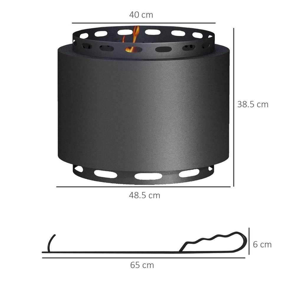Outsunny 48.5cm Smokeless Wood Burning Firepit Metal Fire Pit, Black - anydaydirect