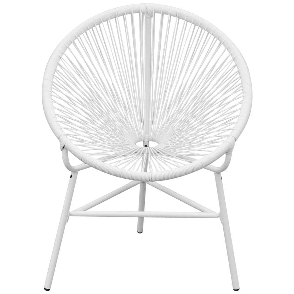 Garden String Moon Chair Poly Rattan White - anydaydirect