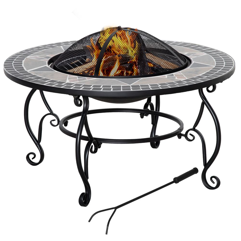 2-in-1 80cm Outdoor Fire Pit, Patio Heater with Cooking BBQ Grill - anydaydirect