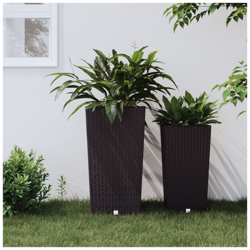 vidaXL Planter with Removable Inner Brown 21 / 49 L PP Rattan - anydaydirect