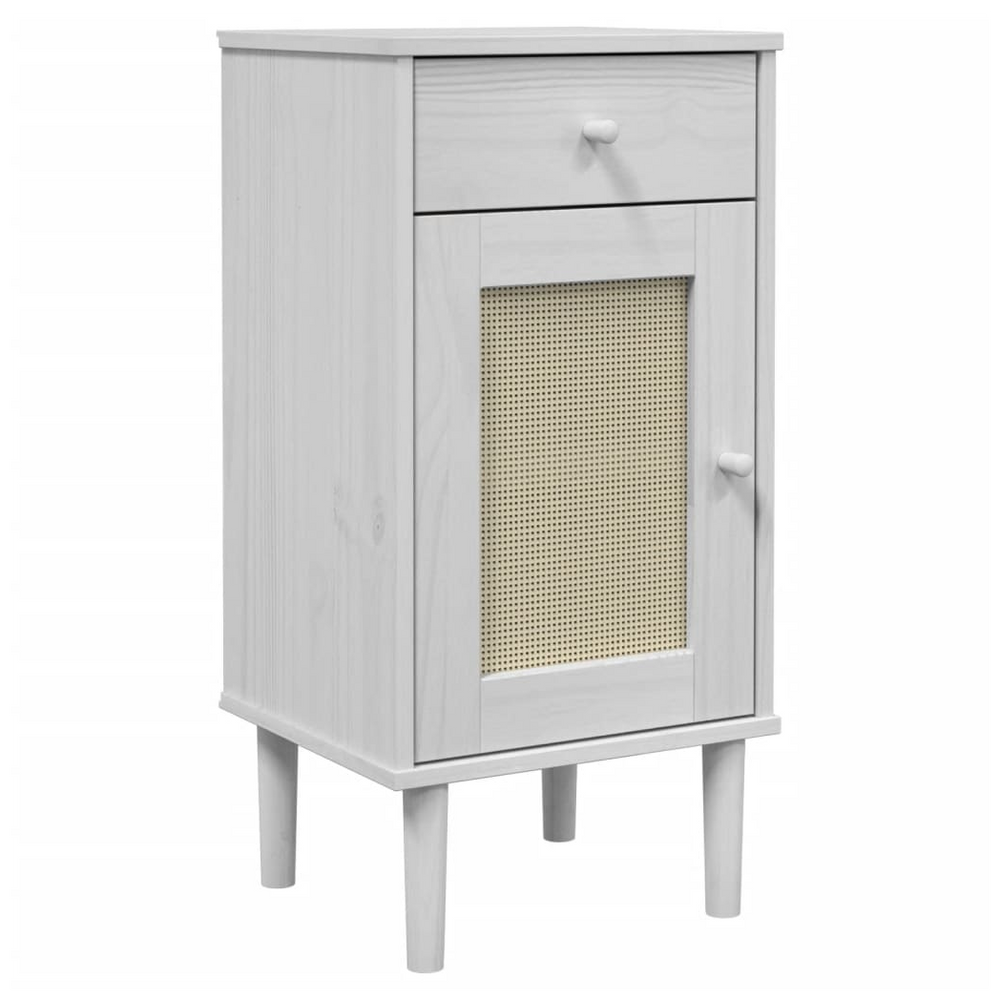vidaXL Bedside Cabinet SENJA Rattan Look White 40x35x80 cm Solid Wood Pine - anydaydirect