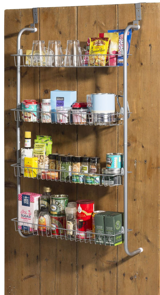 4 Tier Over Door Hanging Rack / Shelves For Pantry Or Storage Cupboard - anydaydirect