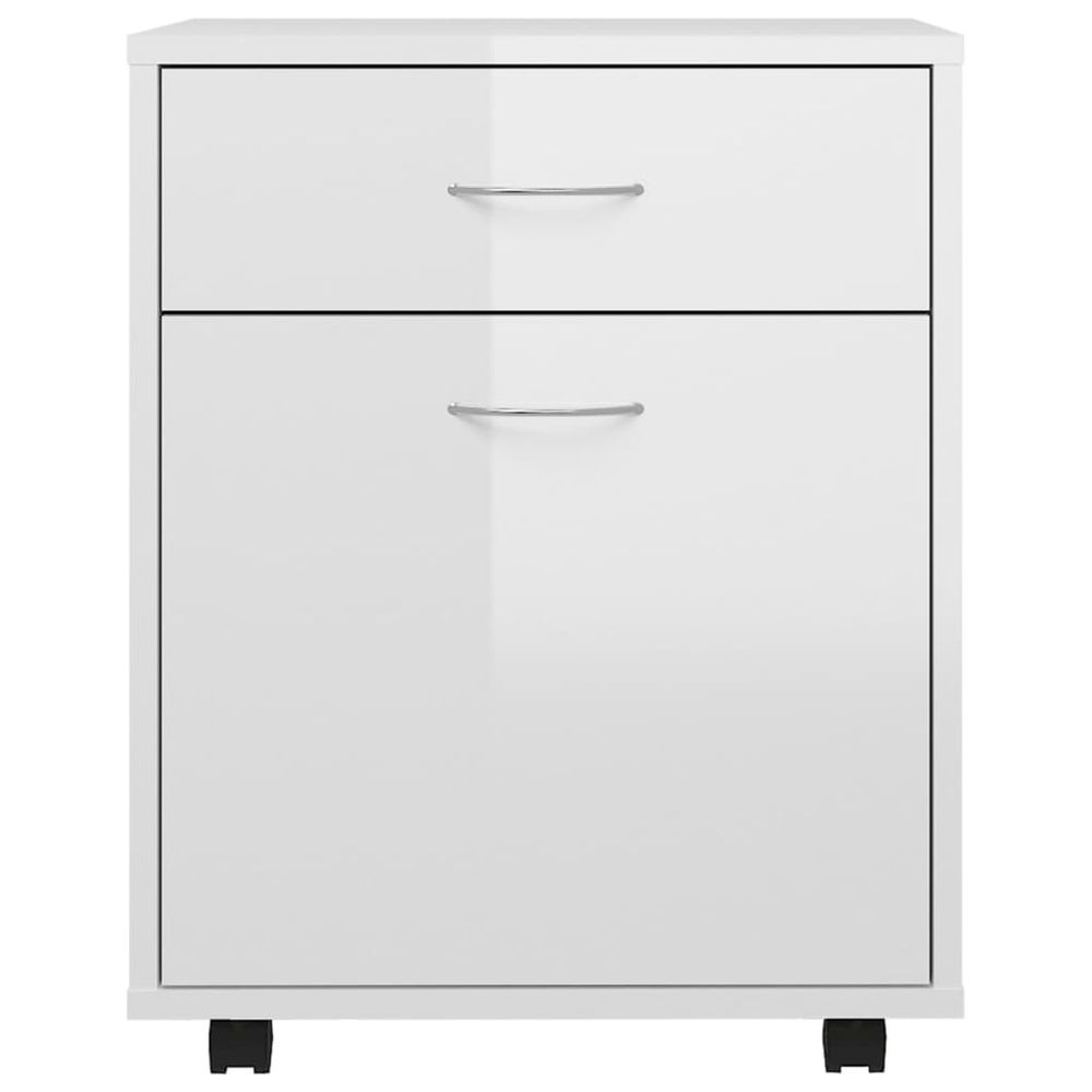 Rolling Cabinet High Gloss White 45x38x54 cm Engineered Wood - anydaydirect
