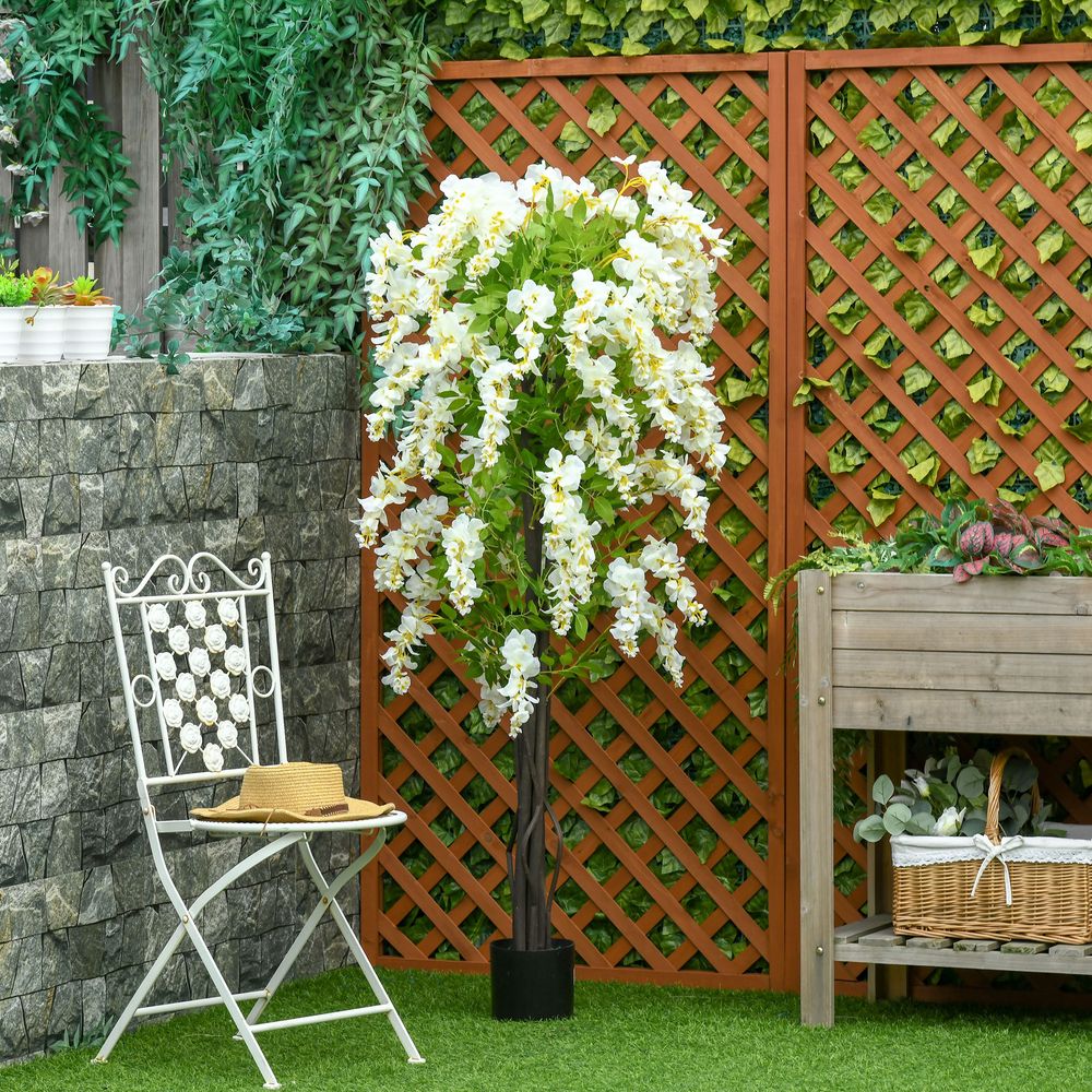 Artificial Realistic White Wisteria Tree Faux Decorative Plant, 160cm HOMCOM - anydaydirect