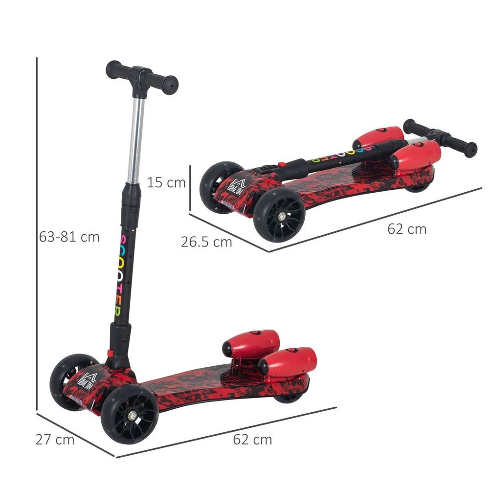 Child Wheel E-Scooter Light Music Water Spray Rechargeable 3-6 Yrs Red - anydaydirect