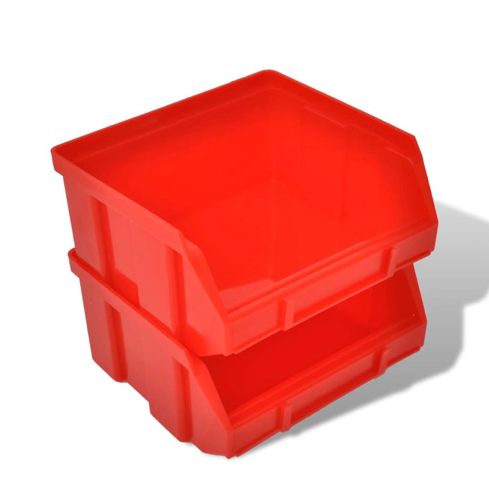 Wall Mounted Garage Plastic Storage Bin Set 30 pcs Blue & Red - anydaydirect