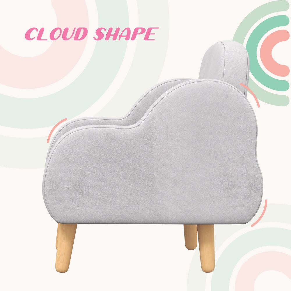 Cloud-Shaped Toddler Armchair, Kids Mini Chair for Playroom, Bedroom - Grey - anydaydirect