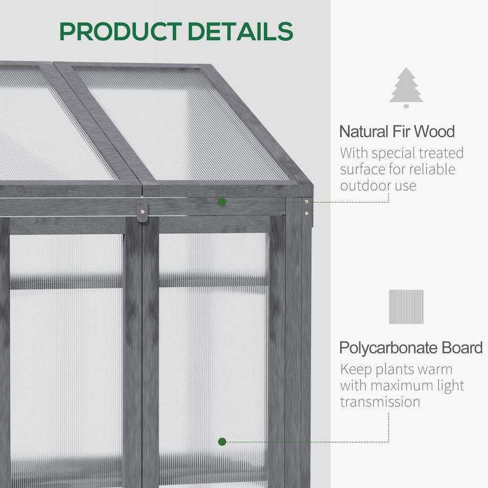 Wooden Greenhouse Cold Frame Grow House w/ Double Door for Flower Grey - anydaydirect