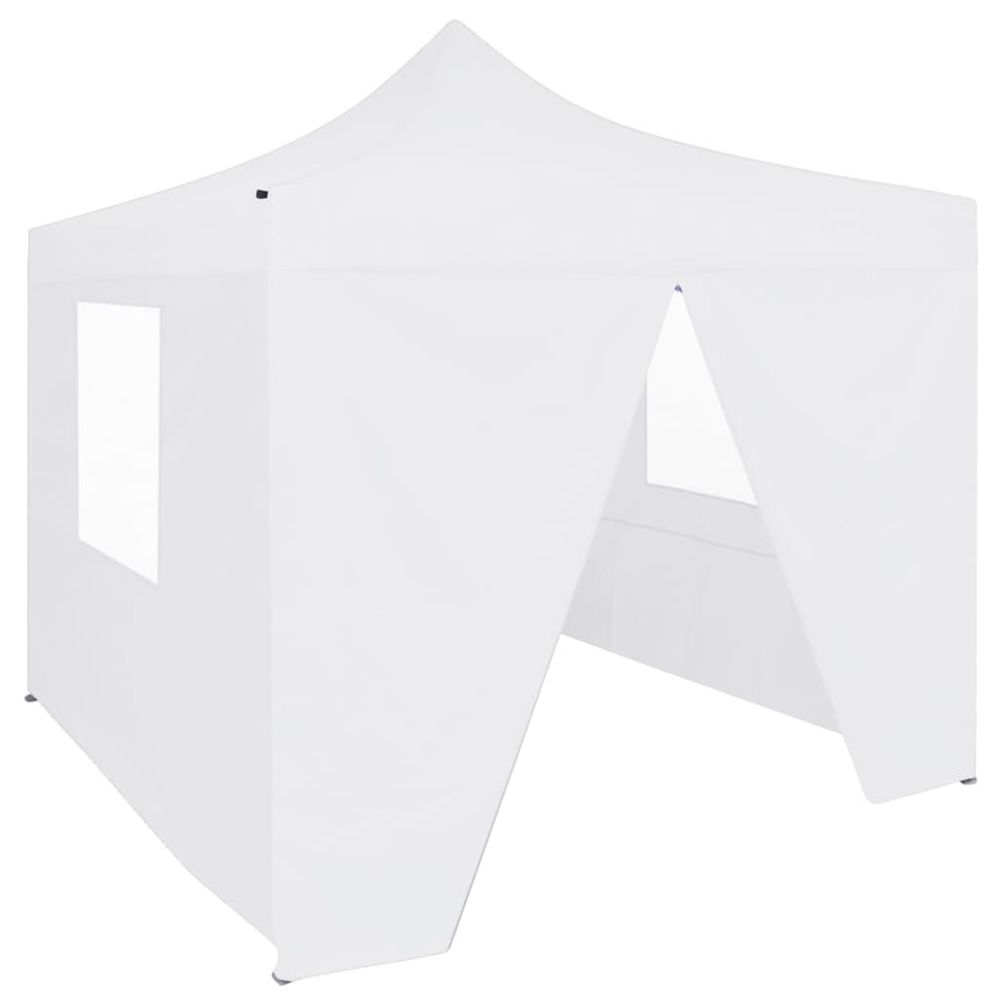 Professional Folding Party Tent with 4 Sidewalls 3x3 m Steel White - anydaydirect