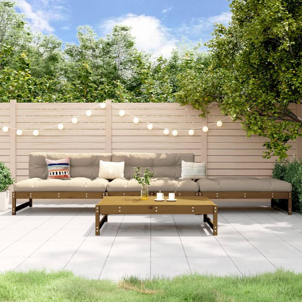 vidaXL 4 Piece Garden Lounge Set Honey Brown Solid Wood Pine - anydaydirect
