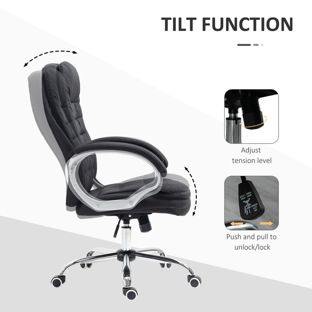 Executive Office Chair with 360� Swivel Wheels Armrests Adjustable Height Black - anydaydirect