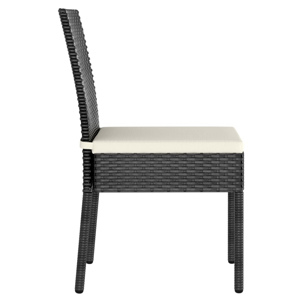 3 Piece Outdoor Dining Set with Cushions Poly Rattan Black - anydaydirect