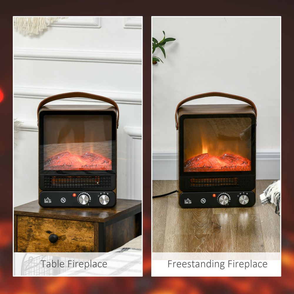 Freestanding Electric Fireplace Heater  Realistic Flame Effect, Walnut HOMCOM - anydaydirect