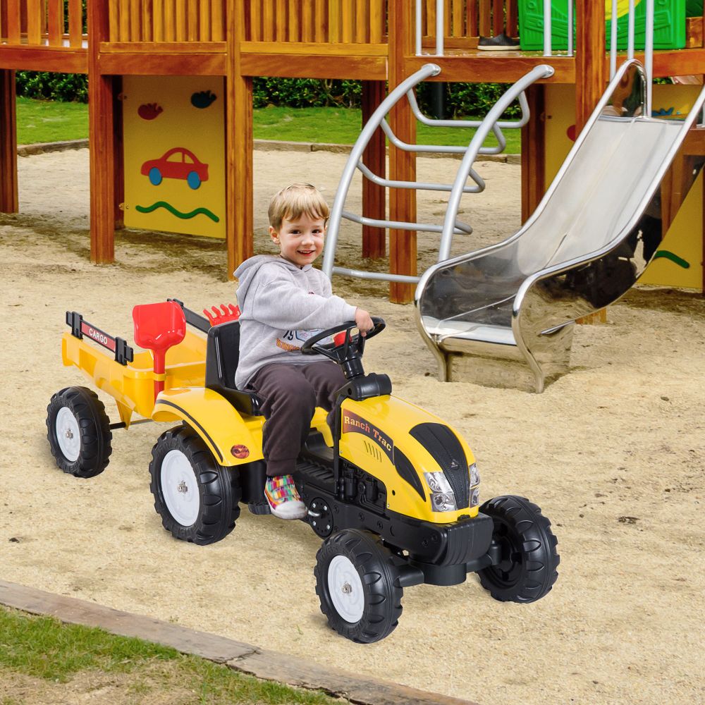 Pedal Go Kart Ride on Tractor w/ Shovel & Rake Four Wheels Child Toy - anydaydirect