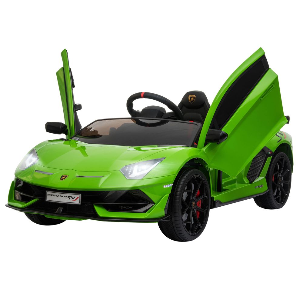 Lamborghini SVJ 12V Ride-On Car w/ Lights Music Remote 3-8 Yrs Green - anydaydirect