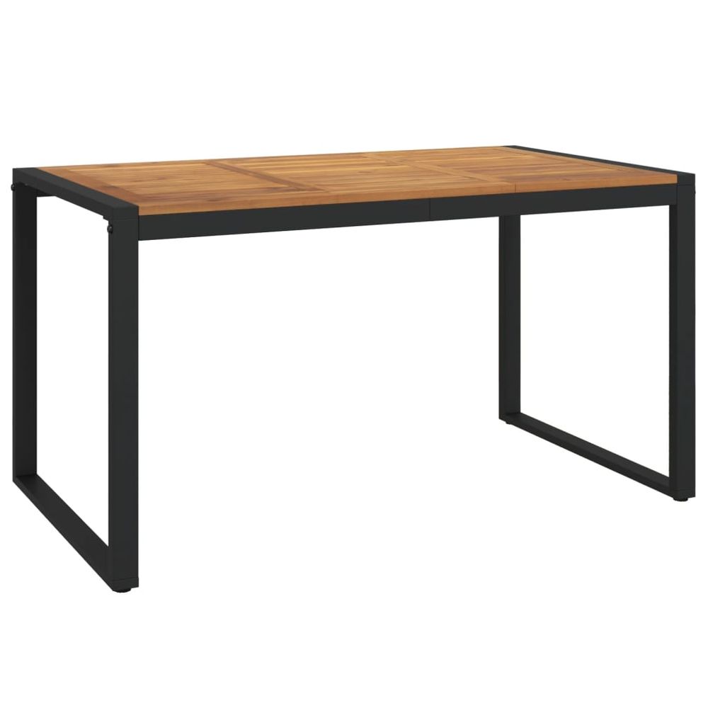 Garden Table with U-shaped Legs 140x80x75 cm Solid Wood Acacia - anydaydirect
