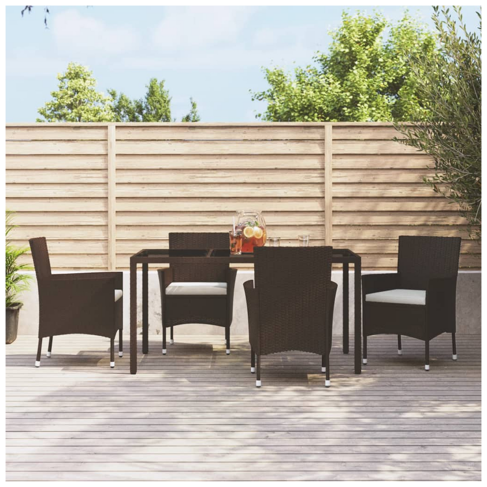 vidaXL Garden Chairs with Cushions 4 pcs Brown Poly Rattan - anydaydirect
