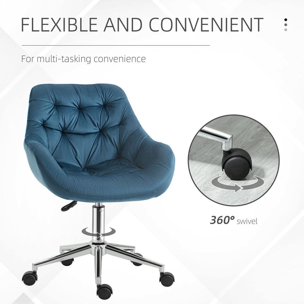 Velvet Home Office Chair Comfy Desk Chair w/ Adjustable Height Armrest Blue - anydaydirect