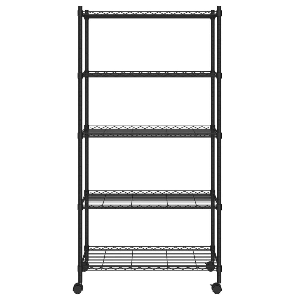 5-Tier Storage Shelf with Wheels 75x35x155 cm Black 250 kg - anydaydirect