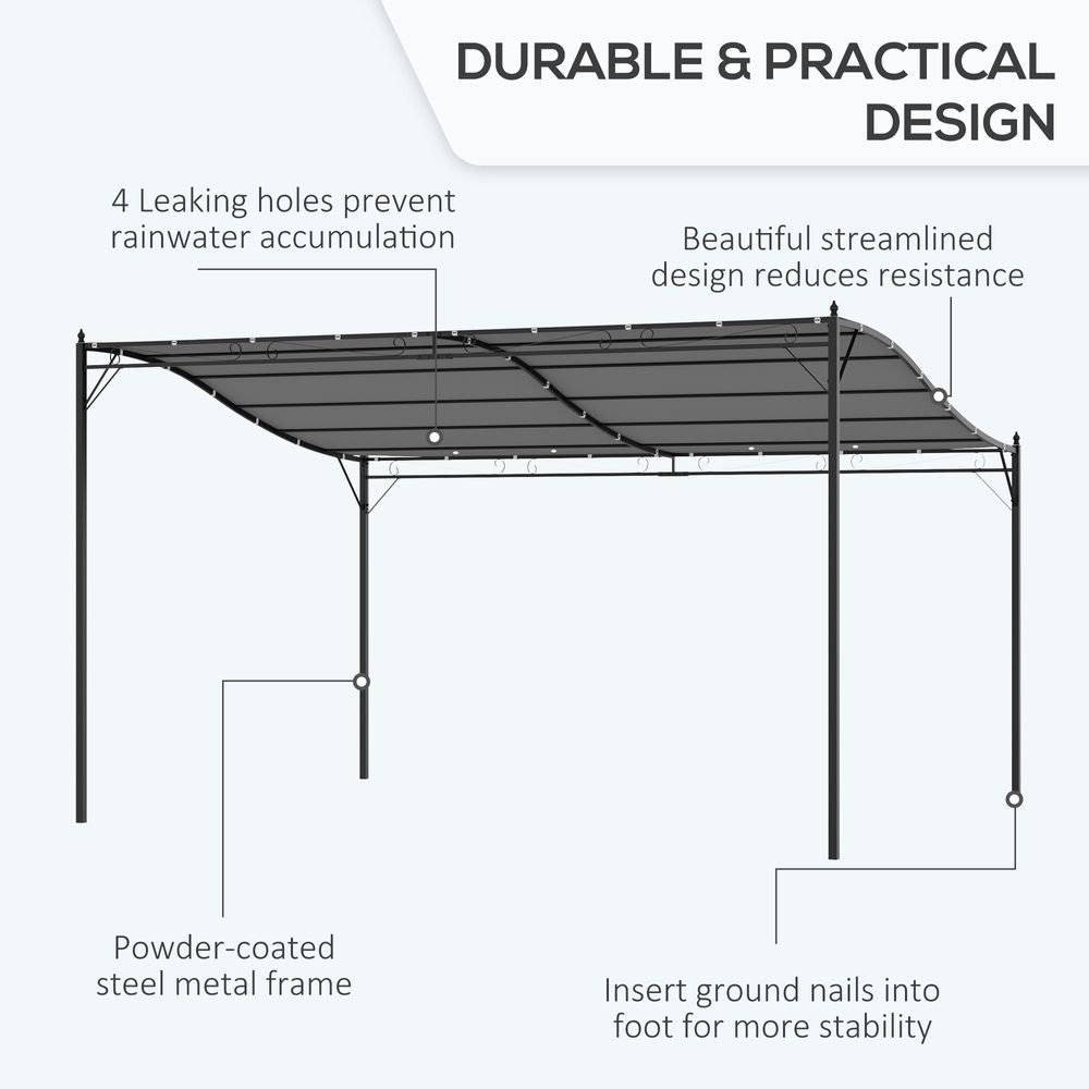 4x3 M Canopy Metal Wall Gazebo  Grey - anydaydirect