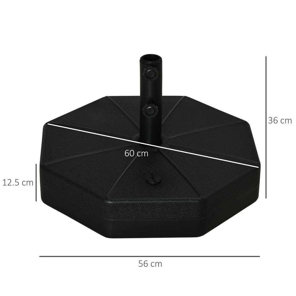 Garden Parasol Base Stand Up to 28kg Water or 40kg Sand Filled, Black Outsunny - anydaydirect