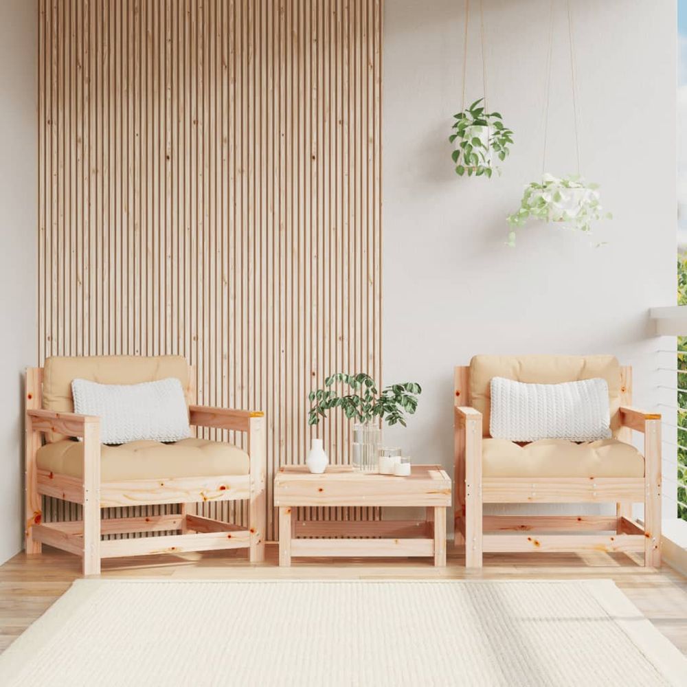 vidaXL Garden Chairs with Cushions 2 pcs Solid Wood Pine - anydaydirect
