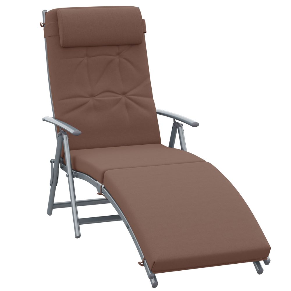 Outsunny Steel Frame Outdoor Garden Padded Sun Lounger w/ Pillow Brown - anydaydirect