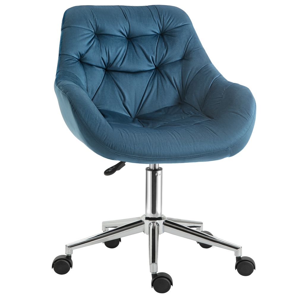 Velvet Home Office Chair Comfy Desk Chair w/ Adjustable Height Armrest Blue - anydaydirect
