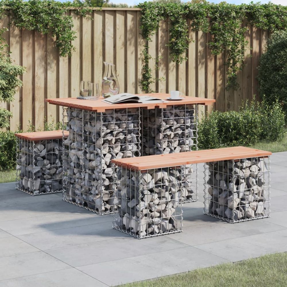vidaXL Garden Bench Gabion Design 100x70x72 cm Solid Wood Douglas - anydaydirect
