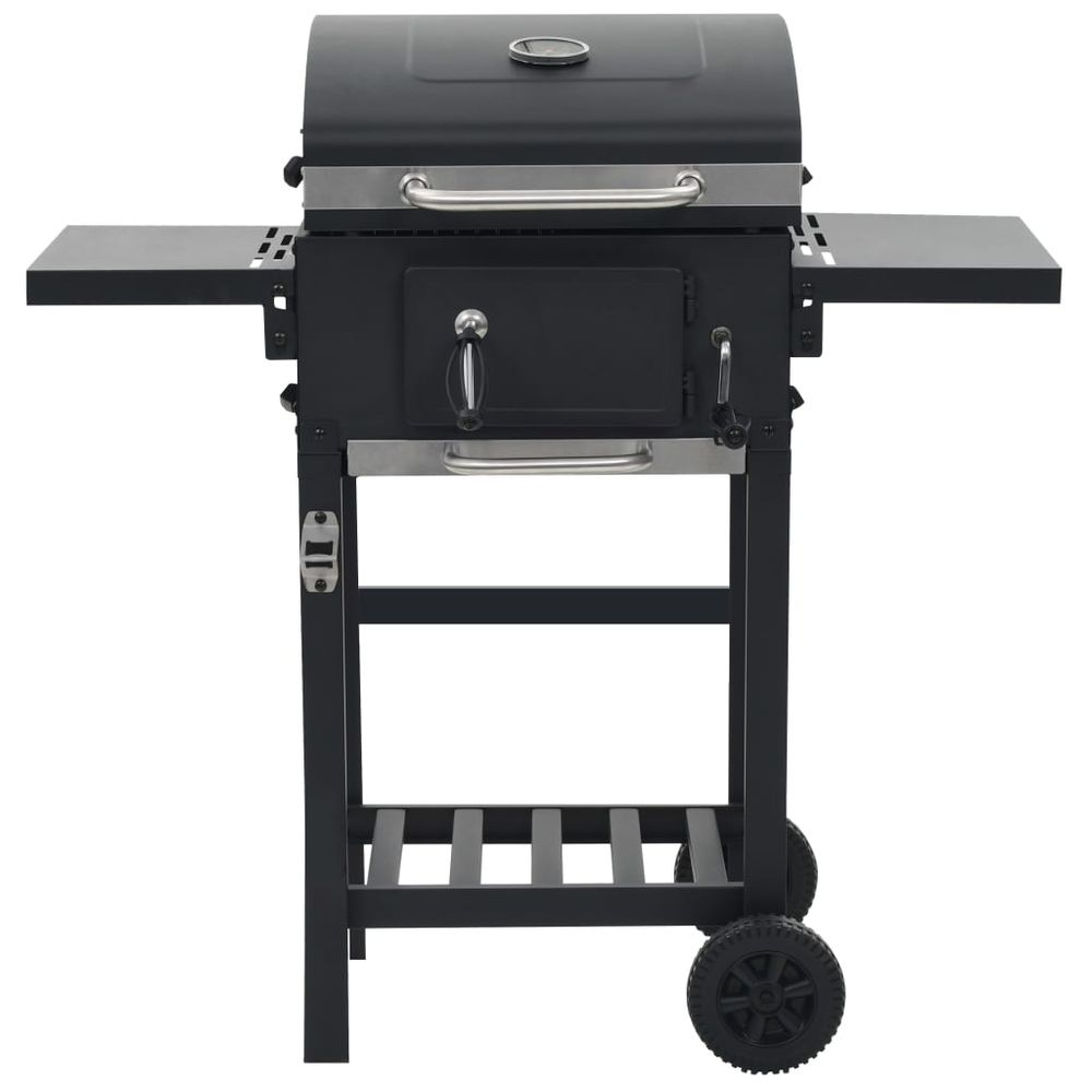 Charcoal-Fueled BBQ Grill with Bottom Shelf Black - anydaydirect