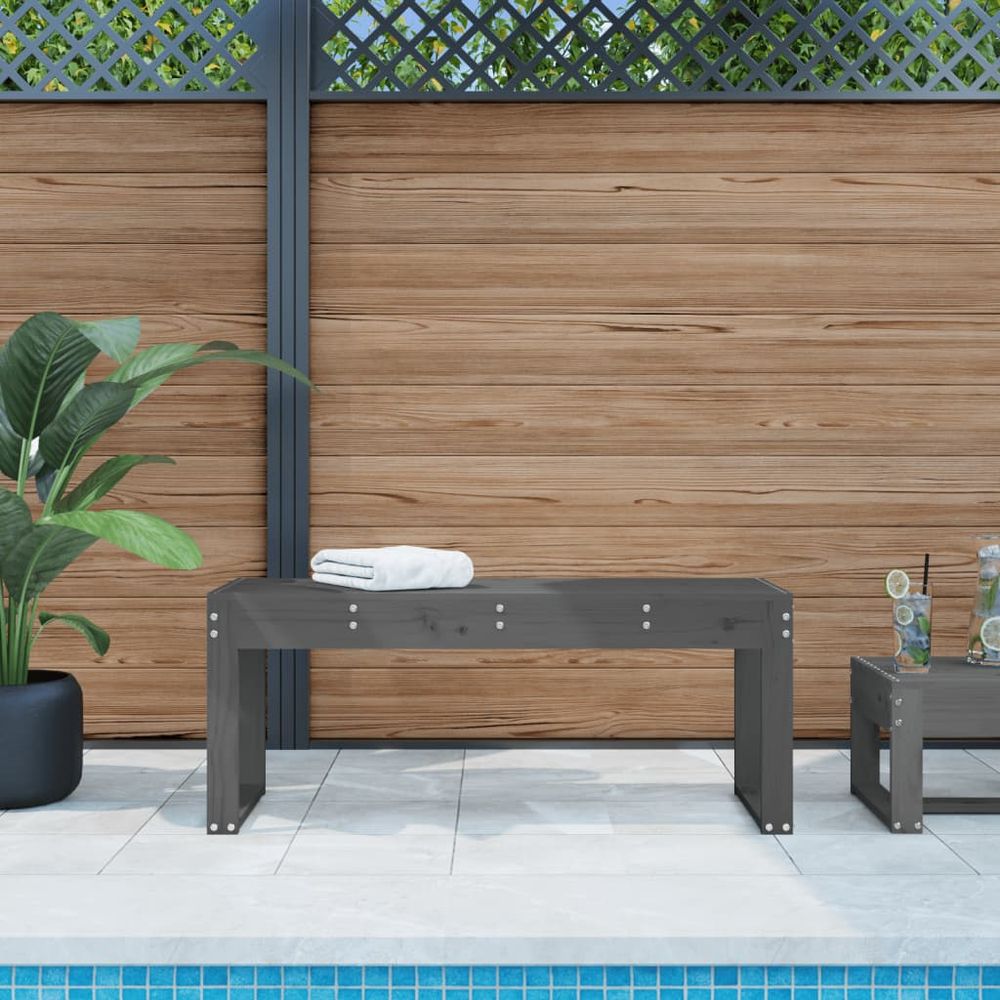 vidaXL Garden Bench Grey 110x38x45 cm Solid Wood Pine - anydaydirect