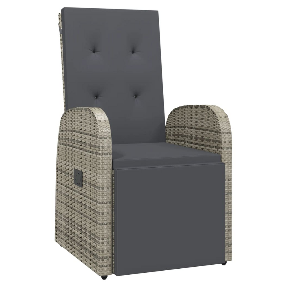 Reclining Garden Chairs with Cushions 2 pcs Grey Poly Rattan - anydaydirect