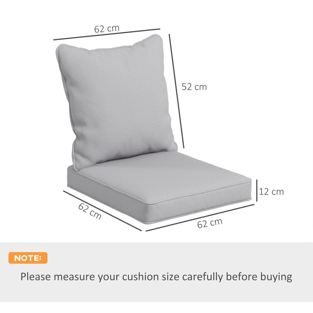 Outsunny One-piece Outdoor Back and Seat Cushion for Garden, Light Grey - anydaydirect