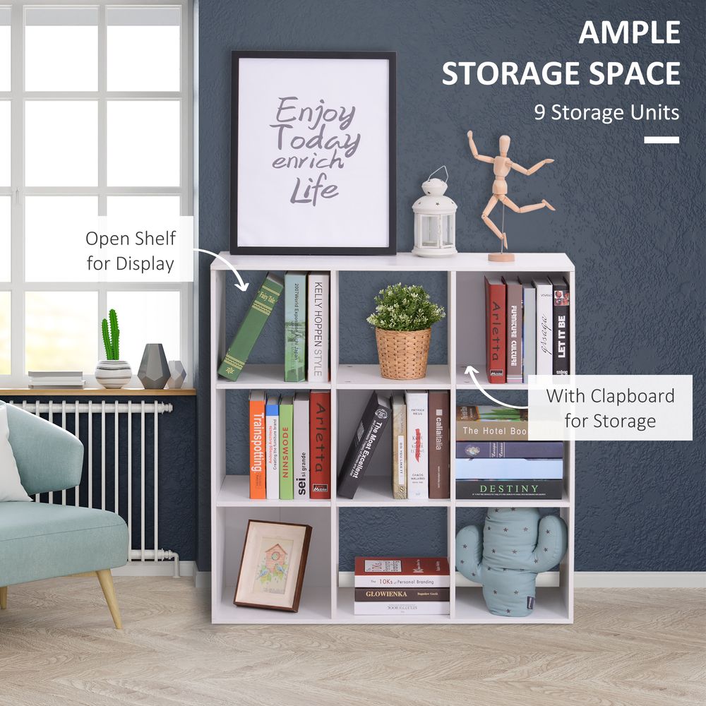 9 Cube Storage Unit Cabinet Bookcase Display Shelves Chipboard - White - anydaydirect