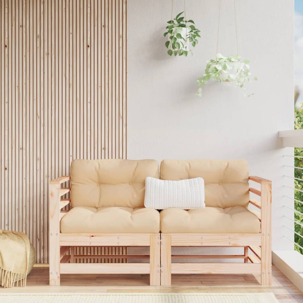 vidaXL Corner Sofas with Cushions 2 pcs Solid Wood Pine - anydaydirect