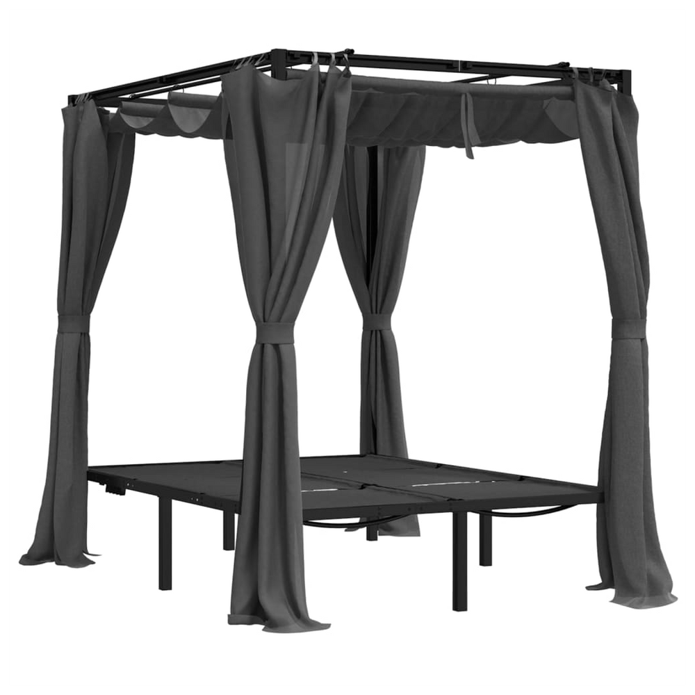 Double Sun Lounger with Side and Top Curtains Anthracite - anydaydirect