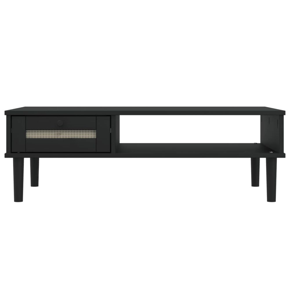 vidaXL Coffee Table SENJA Rattan Look Black 100x55x33 cm Solid Wood - anydaydirect