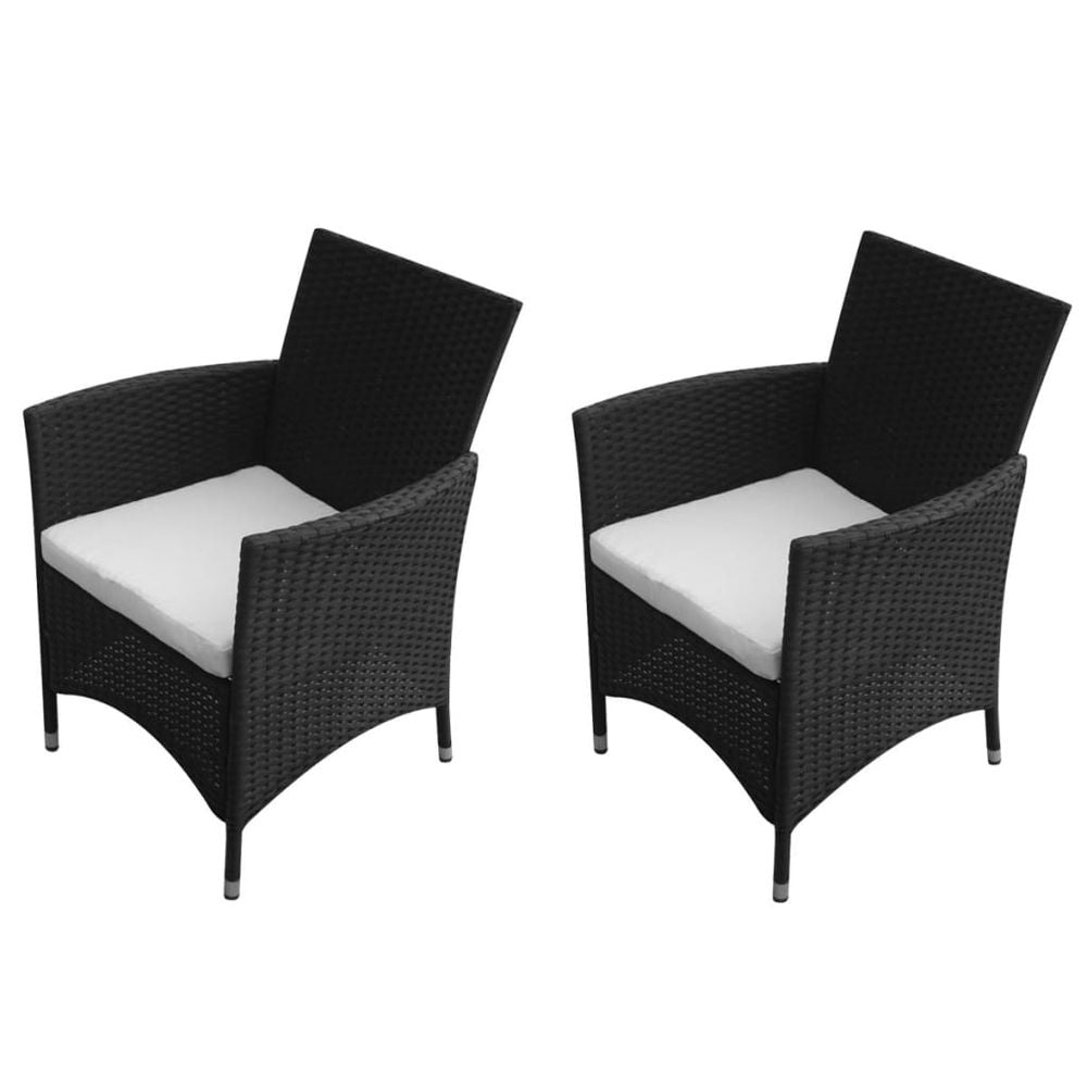 Garden Chairs 2 pcs Poly Rattan Black - anydaydirect