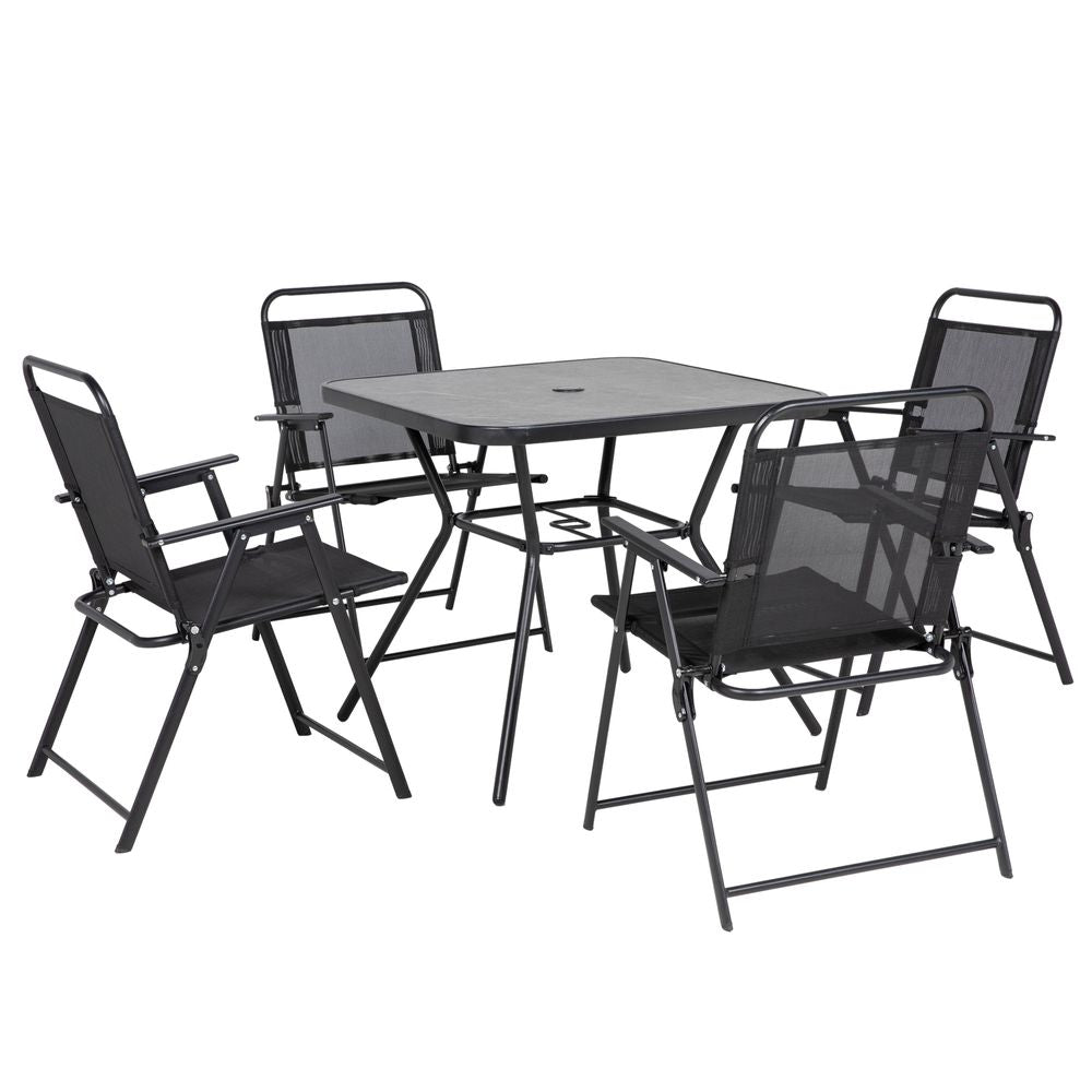 Outsunny Outdoor Dining Set W/ Umbrella Hole Table, Patio Furniture Sets, Black - anydaydirect