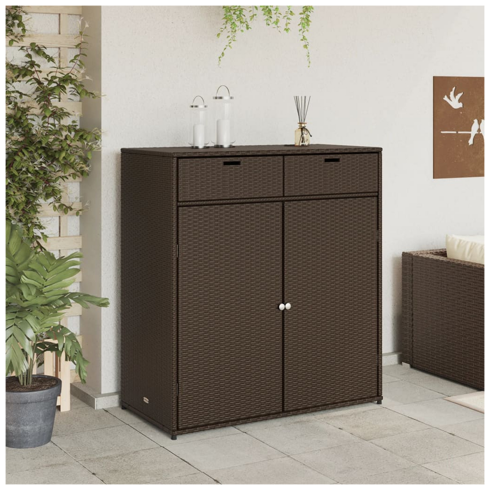 vidaXL Garden Storage Cabinet Brown 105x55x113 cm Poly Rattan - anydaydirect